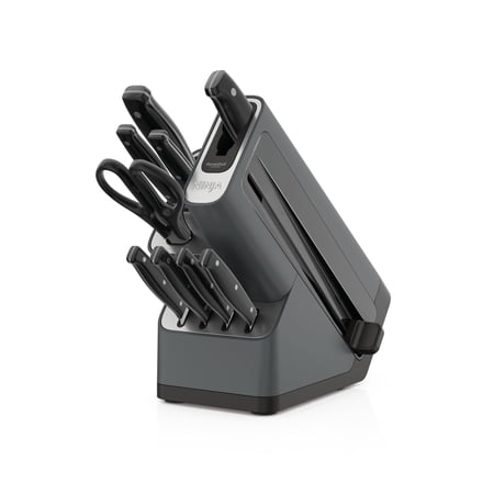 Ninja NeverDull Essential 10-Piece Knife System with Built-In Sharpener, Stain & Rust Resistant, K12010, Black and Gray
