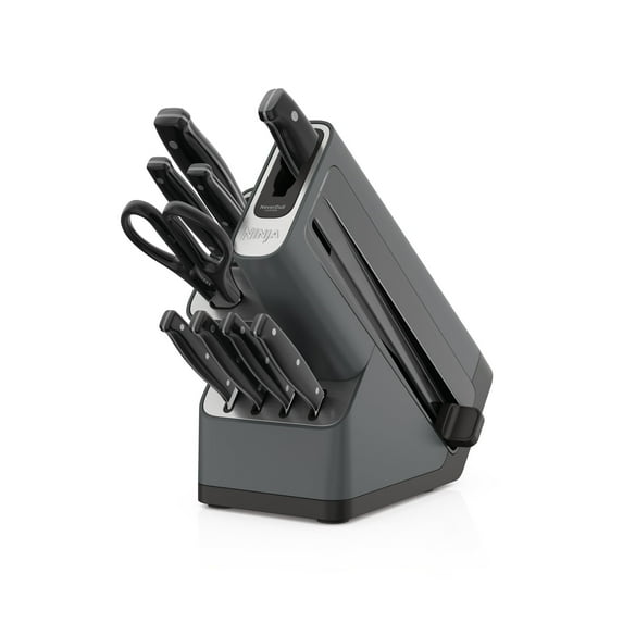 Ninja Foodi NeverDull 10-Piece Stainless Steel Essential Knife System with Sharpener, K12010 Black/Gray