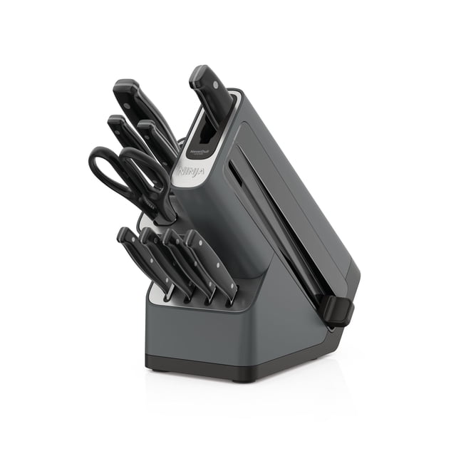 Ninja NeverDull Essential 10-Piece Knife System with Built-In Sharpener, Stain & Rust Resistant, K12010, Black and Gray