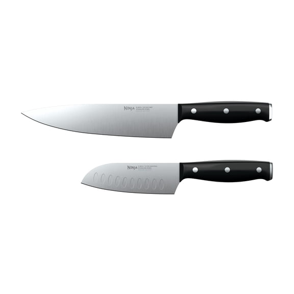 Ninja Foodi NeverDull System Essential Stainless Steel, 2-Piece Chef & Santoku Knife Set, K12002