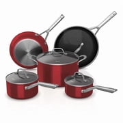 Ninja Foodi NeverStick Essential 9-Piece Aluminum Cookware Set, Red Vivid