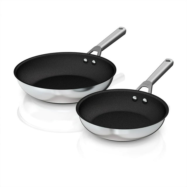 Ninja Foodi NeverStick Stainless Steel Oven Safe 8" and 10.25" Fry Pan Set