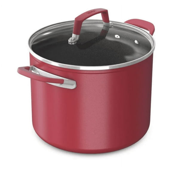 Ninja Foodi NeverStick Vivid 6.5 qt Stock Pot with Glass Lid Crimson Red- C29500