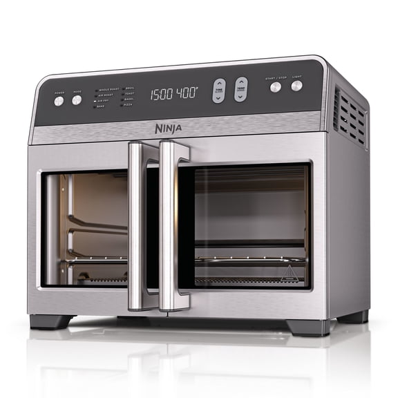 Ninja French Door 8-in-1 Countertop Oven, with Smart Surroundair Technology and Air Fry Function, Dishwasher Safe, 6 Pieces, FO100 Silver