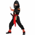 thumbnail image 1 of Ninja Full Costume Set, Full Set Black Gold Ninja Costume Outfit, Hooded Mask Warrior Suit With Belt Wrist Ankle Straps for Halloween Martial Arts Cosplay,Black Fighter Costume Set, Black L, 1 of 4