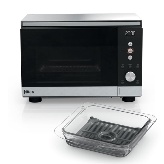 Ninja Crispi Microwave and Air Fryer with FusionCrisp, 14-in-1, 1000W, 0.9 Cu. Ft., Max Crisp, Roast, Bake, Broil, 8 Microwave Presets, Popcorn, Defrost, and more, MW101 Silver