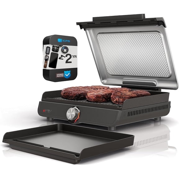 Restored Ninja GR101 Sizzle Smokeless Indoor Grill & Griddle Bundle with 2 YR CPS Enhanced Protection Pack (Refurbished)