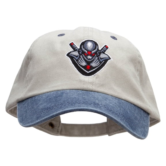 Ninja Gamer Embroidered Pigment Dyed Wash Cap - Beige Navy OSFM