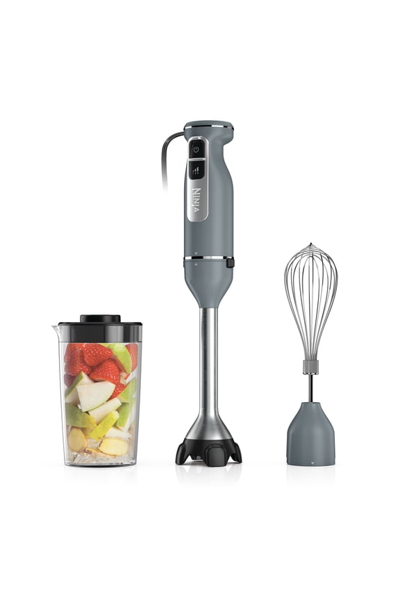 Power Duo Immersion Mixer, Hand Stick Blender, 3 Speeds, with Whisk, SplatterShield, PanProtect, 3-Cup Blending Vessel, CI200 Gray