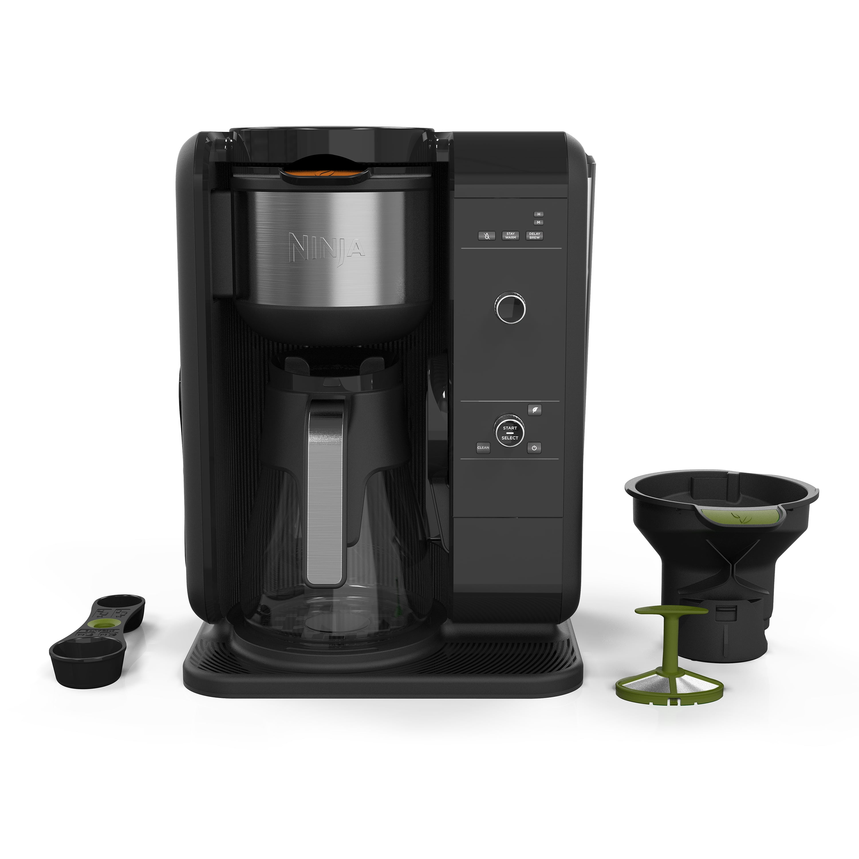  Ninja Hot and Cold Brewed System, Auto-iQ Tea and Coffee Maker  with 6 Brew Sizes, 50 fluid ounces, 5 Brew Styles, Frother, Coffee & Tea  Baskets with Glass Carafe (CP301),Black: Home