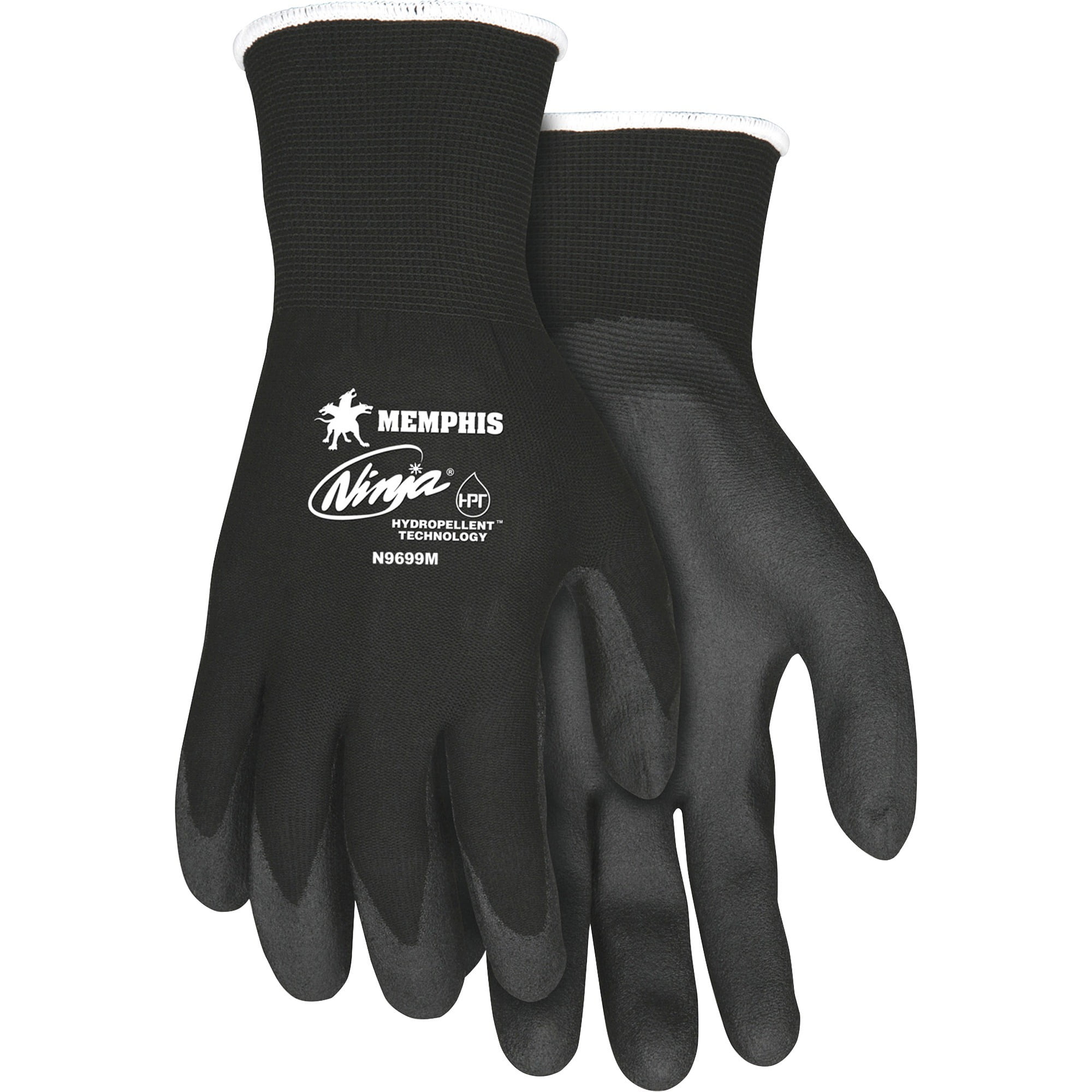 Ninja HPT PVC coated Nylon Gloves, Medium, Black, Pair