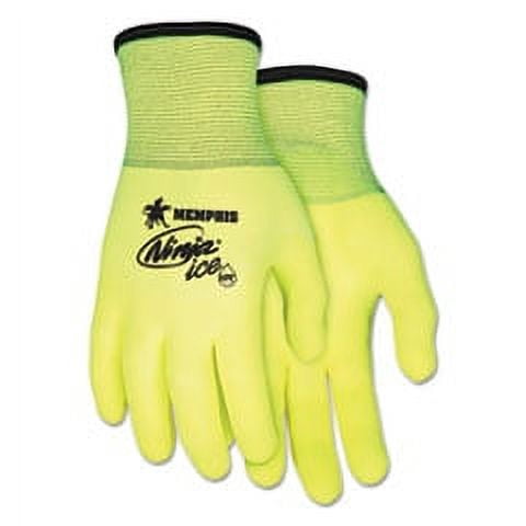 Coated Gloves, Acrylic Terry/Nylon Lining, High-Visibility Yellow, M ( 8 ) N9690HVM