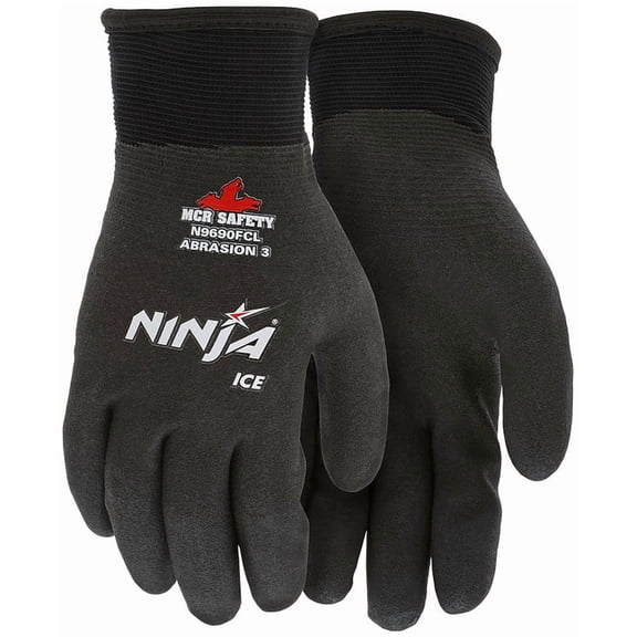 Ninja Ice N9690FCL Insulated Work Gloves, 15-Gauge Nylon Shell, Acrylic Terry Liner, Full HPT Coating, Wet/Dry Grip, Size L