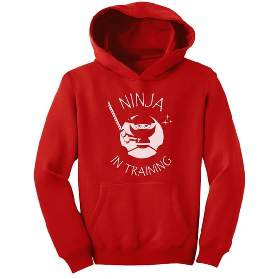Ninja In Training - Cool Children Clothing - Funny Kids Hoodie Medium Red