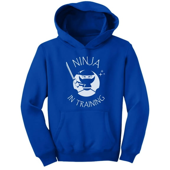 Ninja In Training - Cool Children Clothing - Funny Kids Hoodie X-Large Blue