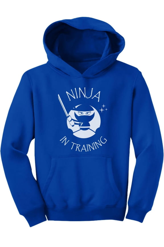 Ninja In Training - Cool Children Clothing - Funny Kids Hoodie X-Large Blue