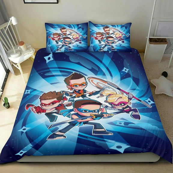 Ninja Kids Themed Bed Sheet Set Three Piece Set 53x79 In ches Comfortable And Skin Friendly Unique Design Creating A Star Studded Night Home Decor Gifts For Family Friends fans