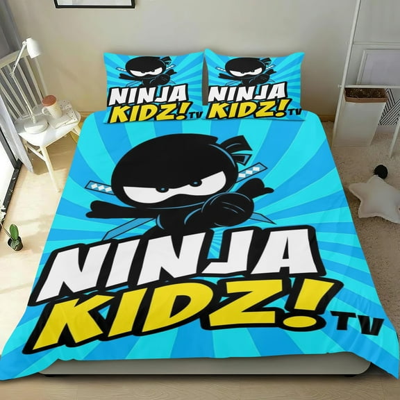 Ninja Kids Themed Bed Sheet Set Three Piece Set 53x79 In ches Comfortable And Skin Friendly Unique Design Creating A Star Studded Night Home Decor Gifts For Family Friends fans