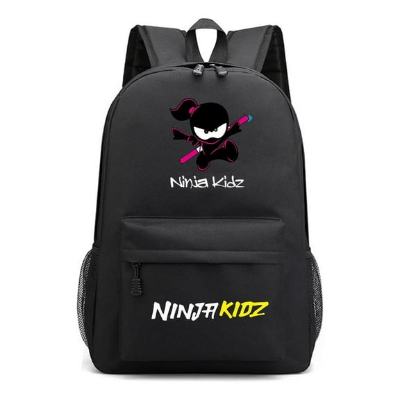 Ninja Kidz Adventure Backpack Fun Cartoon School Bag Lightweight Durable Bookbag with Front Storage & Side Holders for Travel, School, or Play