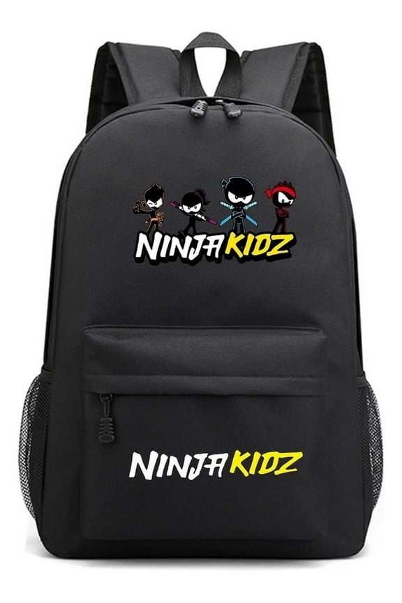 Ninja Kidz Backpack with Cartoon Lightweight School Bag Bookbag with Zippered Front & Side Pockets for Students, Trips, and Daily Activities