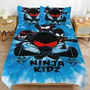 Ninja Kidz Bed Duvet Cover Microfiber Bedding Sets 3D Printed Lightweight 3 Piece Comforter Sets, 1 Duvet Cover And 2 Pillow Shams for Kids Boys Girls 86"x70"