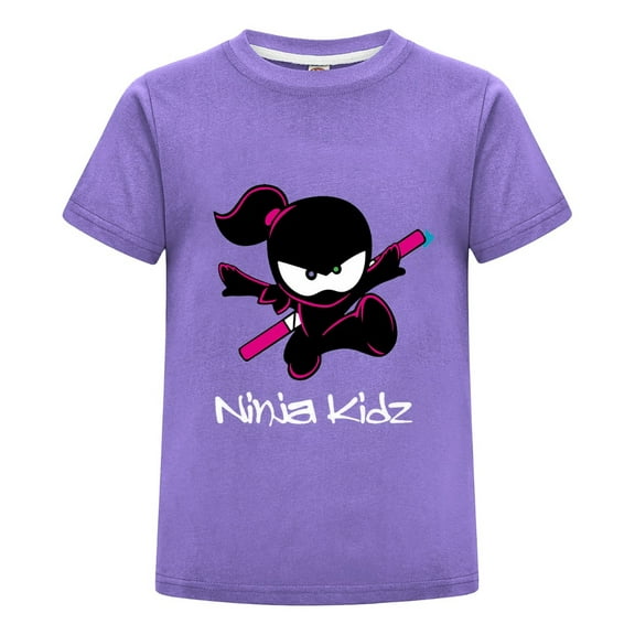 Ninja Kidz Boys Girls Short Sleeve T-Shirt – Comfortable Crew Neck Top with Cool Ninja Print – Sizes for Toddlers to Teens