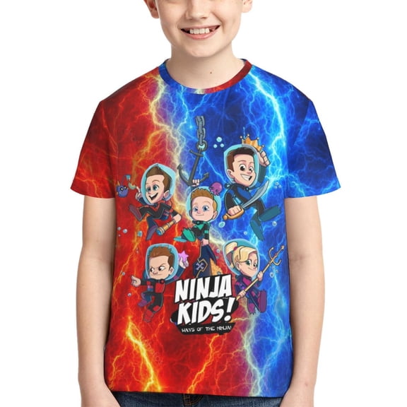 Ninja TV Kidz Boys Girls T Shirt Kids Short Sleeve Crewneck 3d Printed Graphic Shirts For Kids Youth Small