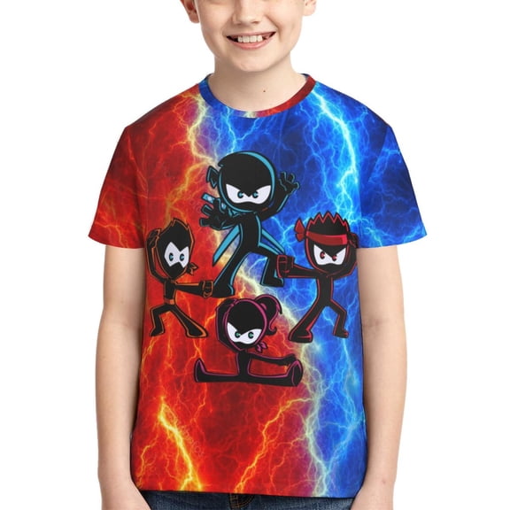 Ninja TV Kidz Boys Girls T Shirt Kids Short Sleeve Crewneck 3d Printed Graphic Shirts For Kids Youth Small
