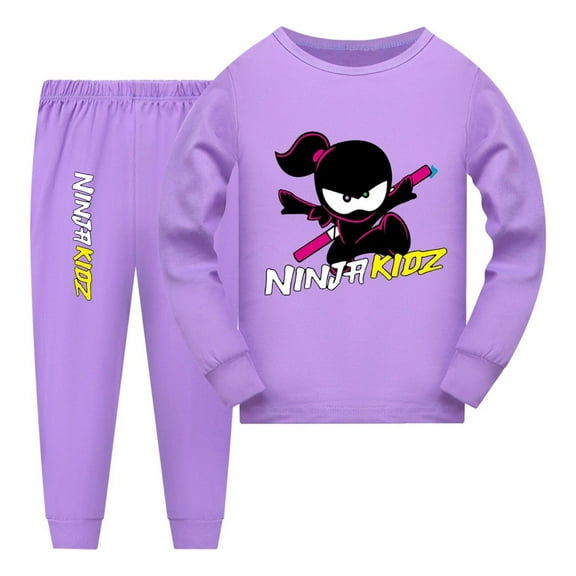 Ninja Kidz Cartoon Sleepwear – Kids Nightwear Set for Boys Girls – Long Sleeve Pajamas and Homewear – Comfortable Toddler Youth Loungewear PJs Set