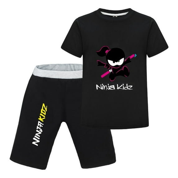Ninja Kidz Cartoon T-Shirt and Shorts for Boys Girls – Fun Summer Outfit Set for Toddlers and Kids