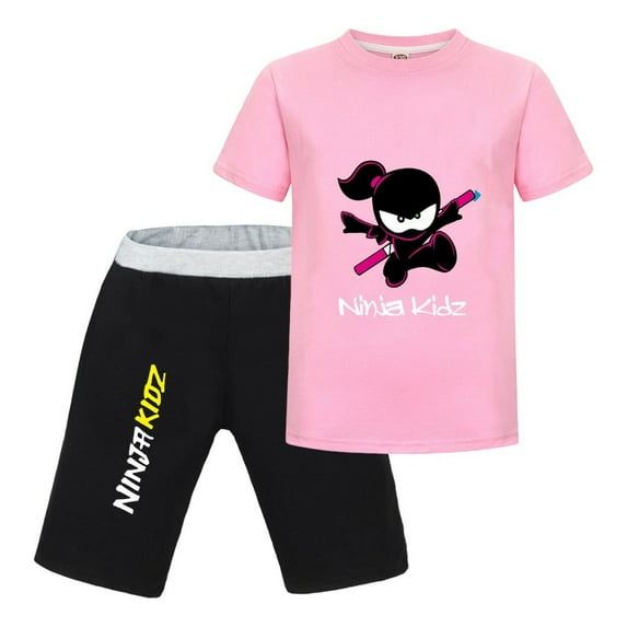 Ninja Kidz Cartoon T-Shirt and Shorts for Boys Girls – Fun Summer Outfit Set for Toddlers and Kids