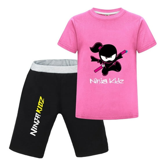 Ninja Kidz Cartoon T-Shirt and Shorts for Boys Girls – Fun Summer Outfit Set for Toddlers and Kids