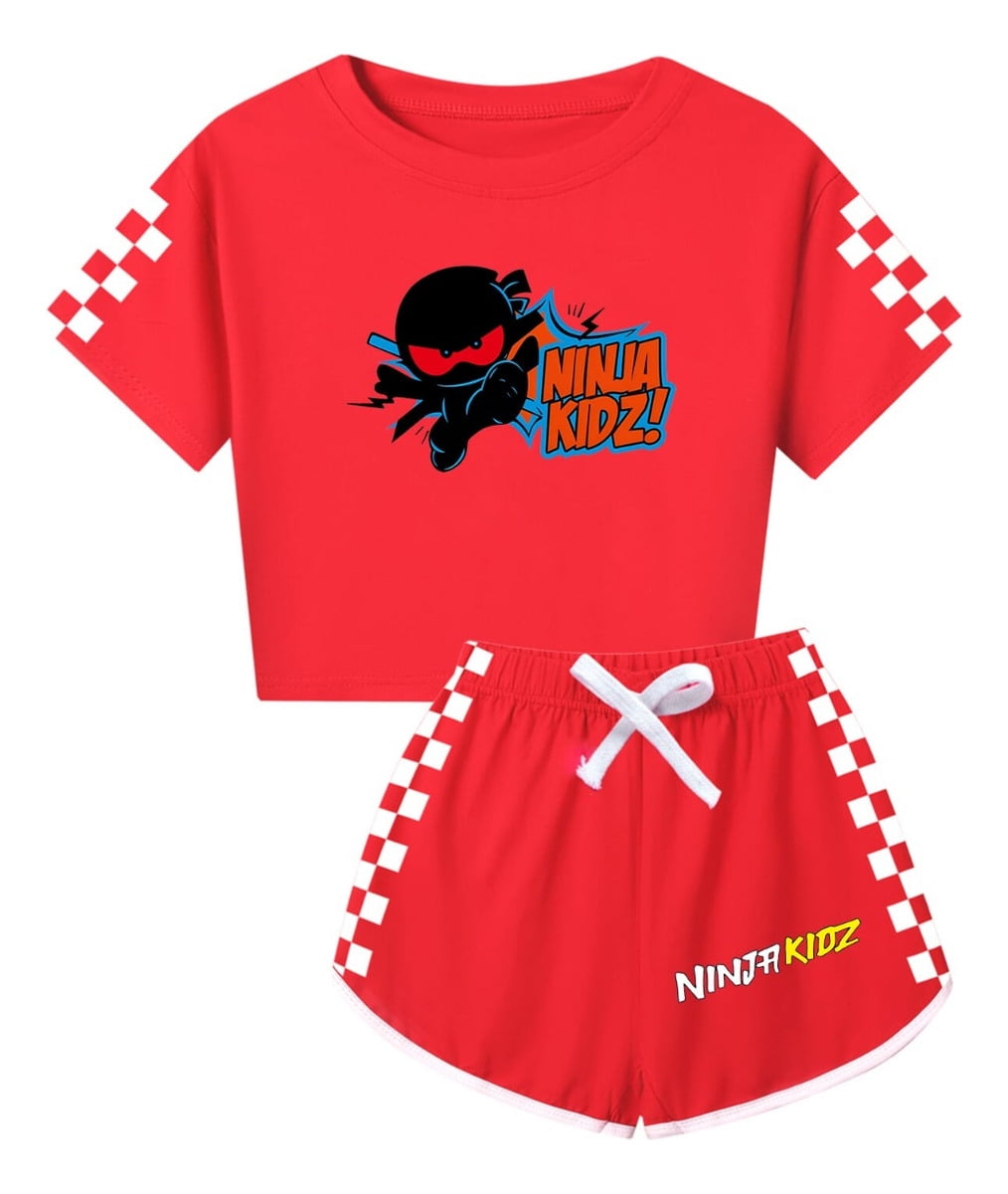 ninja-kidz-clothing-set-for-girls-kids-crop-top-and-shorts-with-cool