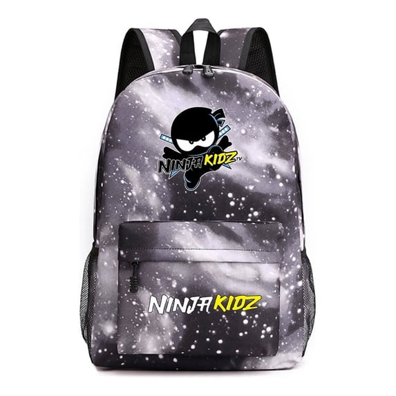 Ninja Kidz Cosmic Burst Gray Galaxy Backpack, Nebula Space Theme Lightweight Daypack with Laptop Pocket for Daily Needs