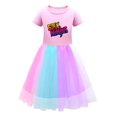thumbnail image 1 of Ninja Kidz Cotton Dress for Girls – Vibrant Cartoon Outfit with Tulle Skirt – Short Sleeve Comfortable Perfect for Play and Parties, 1 of 4