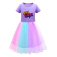 thumbnail image 1 of Ninja Kidz Cotton Dress for Girls – Vibrant Cartoon Outfit with Tulle Skirt – Short Sleeve Comfortable Perfect for Play and Parties, 1 of 4