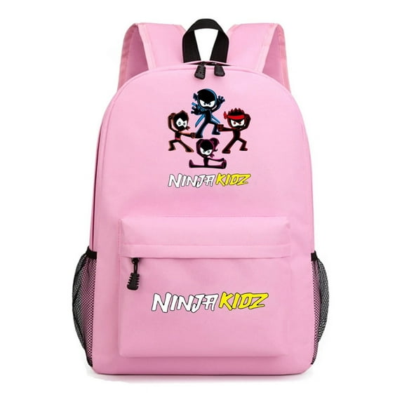 Ninja Kidz Cute Pink Backpack for Students, Anime Gaming Style Daypack, Lightweight School Laptop Bag with Large Storage Space