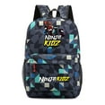 thumbnail image 1 of Ninja Kidz Geometric Print Blue Backpack, Lightweight Anime Style Daypack for Students with Laptop Sleeve and Roomy Storage, 1 of 6