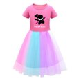 thumbnail image 1 of Ninja Kidz Graphic Tulle Dress – Girls Rainbow Skirt with Short Sleeves – Fun Kids Party Outfit with Comfortable Cotton Fit for Everyday Play, 1 of 4