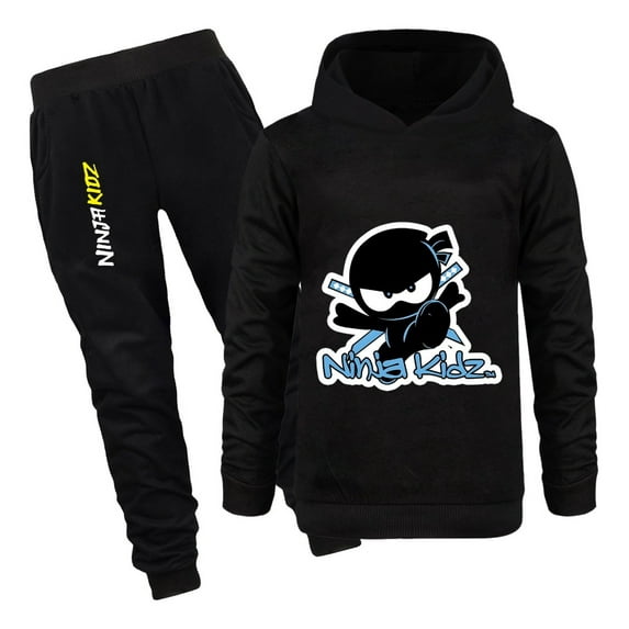 Ninja Kidz Hoodie and Jogger Pants Set – 2-Piece Outfit for Kids – Boys Girls Cartoon Character Clothes for Home and School