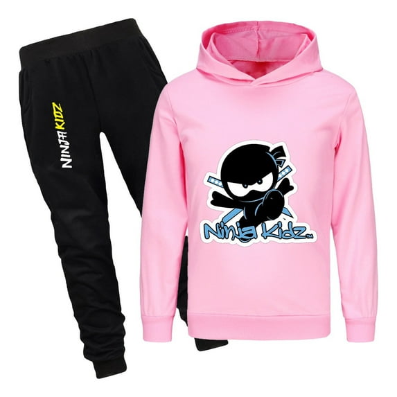 Ninja Kidz Hoodie and Jogger Pants Set – 2-Piece Outfit for Kids – Boys Girls Cartoon Character Clothes for Home and School