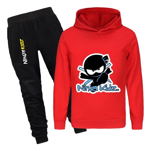 Ninja Kidz Hoodie and Jogger Pants Set – 2-Piece Outfit for Kids – Boys Girls Cartoon Character Clothes for Home and School
