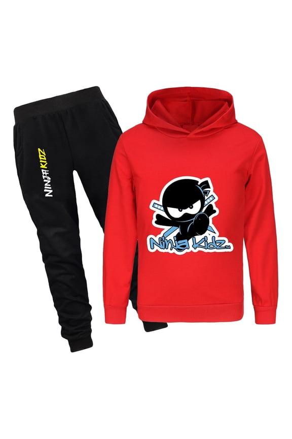 Ninja Kidz Hoodie and Jogger Pants Set – 2-Piece Outfit for Kids – Boys Girls Cartoon Character Clothes for Home and School
