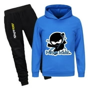 THOMBASE Ninja Kidz Hoodie and Jogger Pants Set – 2-Piece Outfit for Kids – Boys Girls Cartoon Character Clothes for Home and School