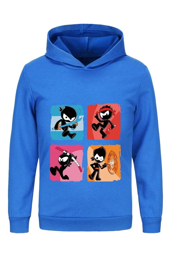 Ninja Kidz Kids Hoodie – Boys Girls Pullover Sweatshirt Cartoon Graphic, Long Sleeve Martial Arts Cosplay Top
