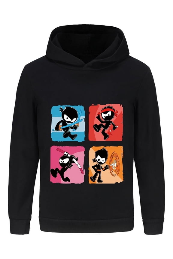 Ninja Kidz Kids Hoodie – Boys Girls Pullover Sweatshirt Cartoon Graphic, Long Sleeve Martial Arts Cosplay Top