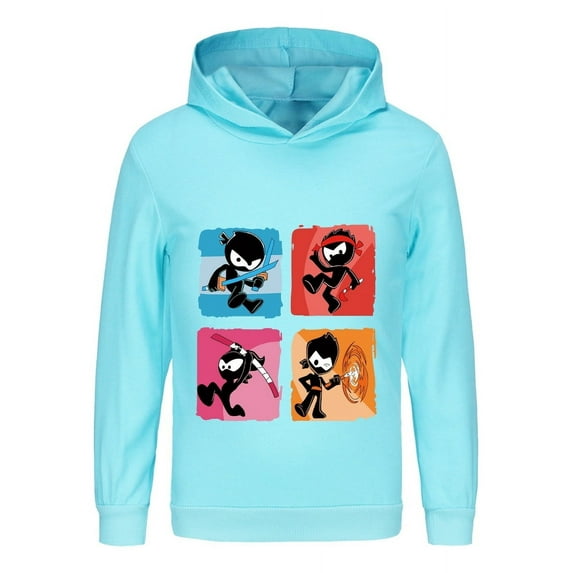 Ninja Kidz Kids Hoodie – Boys Girls Pullover Sweatshirt Cartoon Graphic, Long Sleeve Martial Arts Cosplay Top