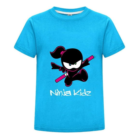 Ninja Kidz Kids T-Shirt – Cartoon Girls Boys Graphic Tee – Soft Cotton Short Sleeve Shirt – Fun Birthday Gift Casual Summer Clothing for Children