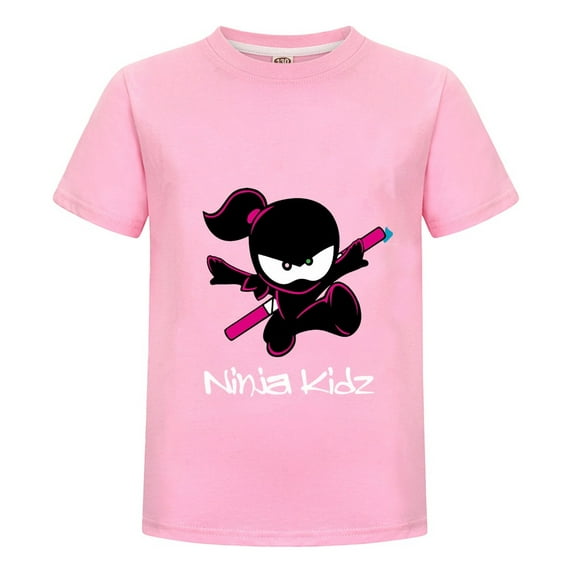Ninja Kidz Kids T-Shirt – Cartoon Girls Boys Graphic Tee – Soft Cotton Short Sleeve Shirt – Fun Birthday Gift Casual Summer Clothing for Children