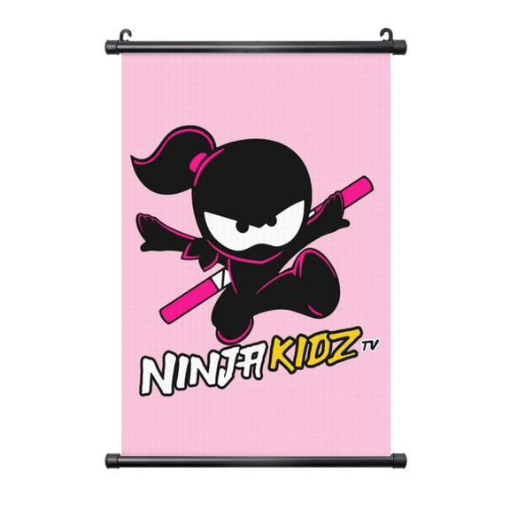 Ninja Kidz Poster Black Plastic Shaft Hanging Posters Wall Hanging Art Painting Decor For Bedroom Home Living Room 16"X24"